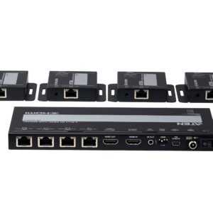Aten VS1824KIT-AT-E 4-Port 4K HDMI Splitter over Cat6 with 4 Receivers & UK Power Cord Ultra HD HDMI Extender Kit Aten VS1824KIT-AT-E 4-Port 4K HDMI Splitter over Cat6 with 4 Receivers & UK Power Cord Ultra HD HDMI Extender Kit