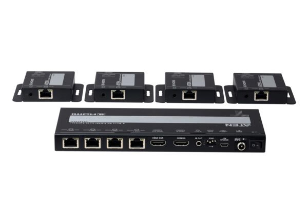 Aten VS1824KIT-AT-E 4-Port 4K HDMI Splitter over Cat6 with 4 Receivers & UK Power Cord Ultra HD HDMI Extender Kit