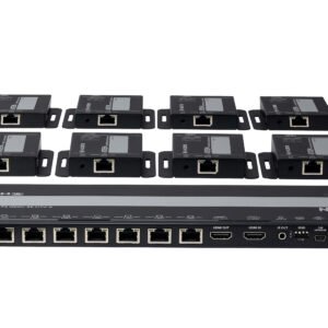 ATEN VS1828KIT-AT-E 8-Port 4K HDMI Splitter over Cat6 with 8 Receivers Ultra HD Extender Kit, UK Power Cord Included ATEN VS1828KIT-AT-E 8-Port 4K HDMI Splitter over Cat6 with 8 Receivers Ultra HD Extender Kit, UK Power Cord Included