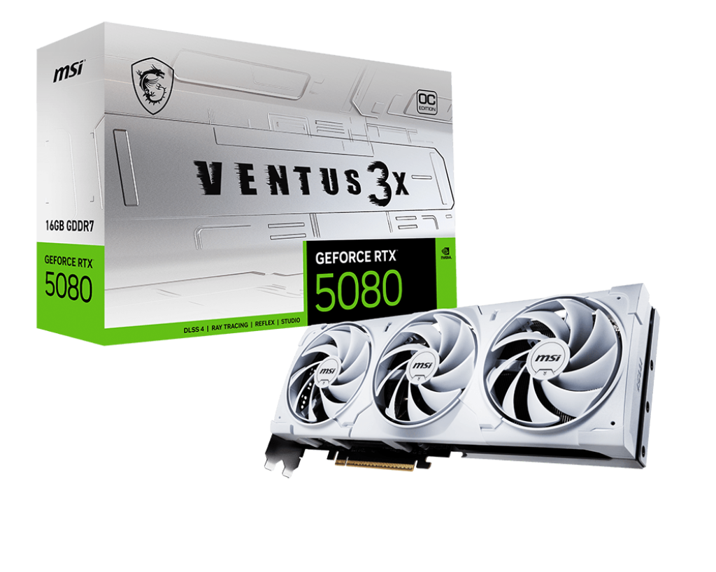 Msi GeForce RTX 5080 16G VENTUS 3X OC WHITE Graphics Card Msi GeForce RTX 5080 16G VENTUS 3X OC WHITE Graphics Card